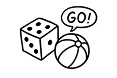 obrazek przedstawiający ilustrację zabawki z napisem go! symbolizujący gry i zabawy po angielsku